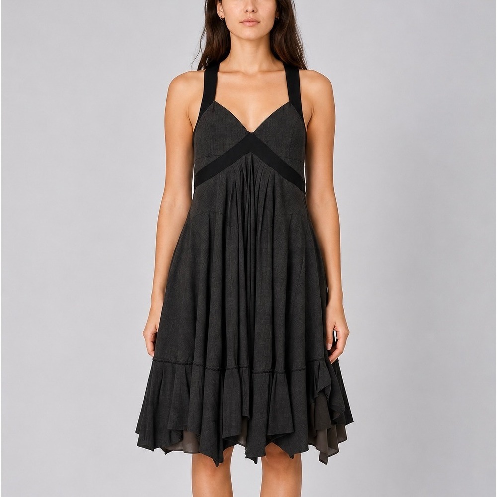 MC Planet Asymmetrical Swing Dress Womens 4 Gray Dark Fairy Grunge Whimsigoth